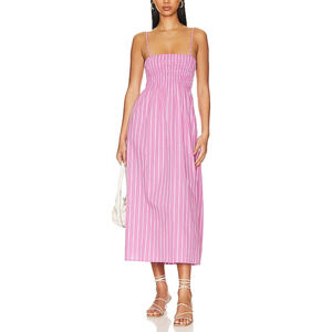 Faithfull the Brand Pink and White Striped Dress